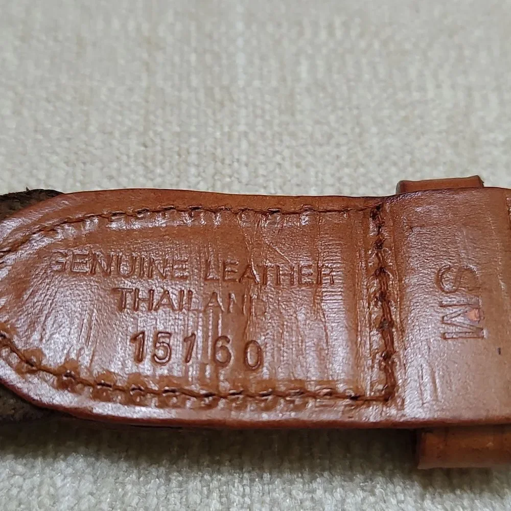 Genuine Leather Multi Color Woven Link Belt Brass Buckle